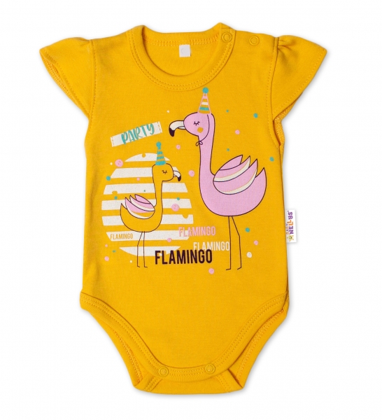 125069 216377 Baby Nellys Bavlnene Dojcenske Body Kr Rukav Flamingo Horcicove Vel 74