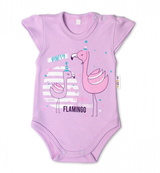 125072 216380 Baby Nellys Bavlnene Dojcenske Body Kr Rukav Flamingo Lila