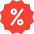 Červené tlačidlo so znakom percenta.